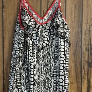 Black and White Graphic Ruffled Camisole